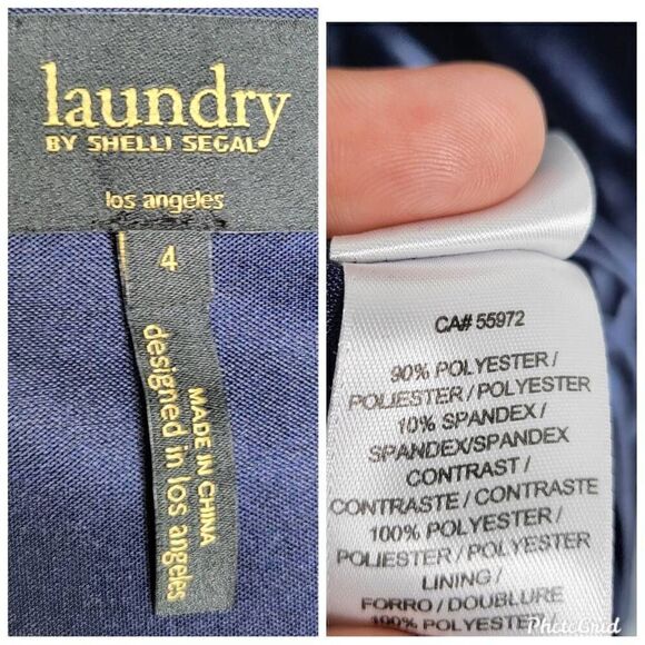 Laundry by Shelli Segal Blue Velvet Side Ruched Dress Size 4 - Picture 10 of 11